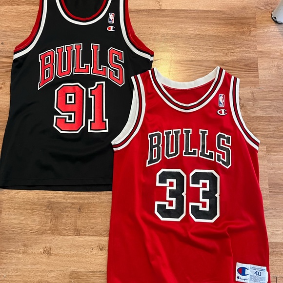 Champion Other - Vintage Chicago Bulls Champion Oroginal Rodman Pippen Basketball NBA Jerseys
